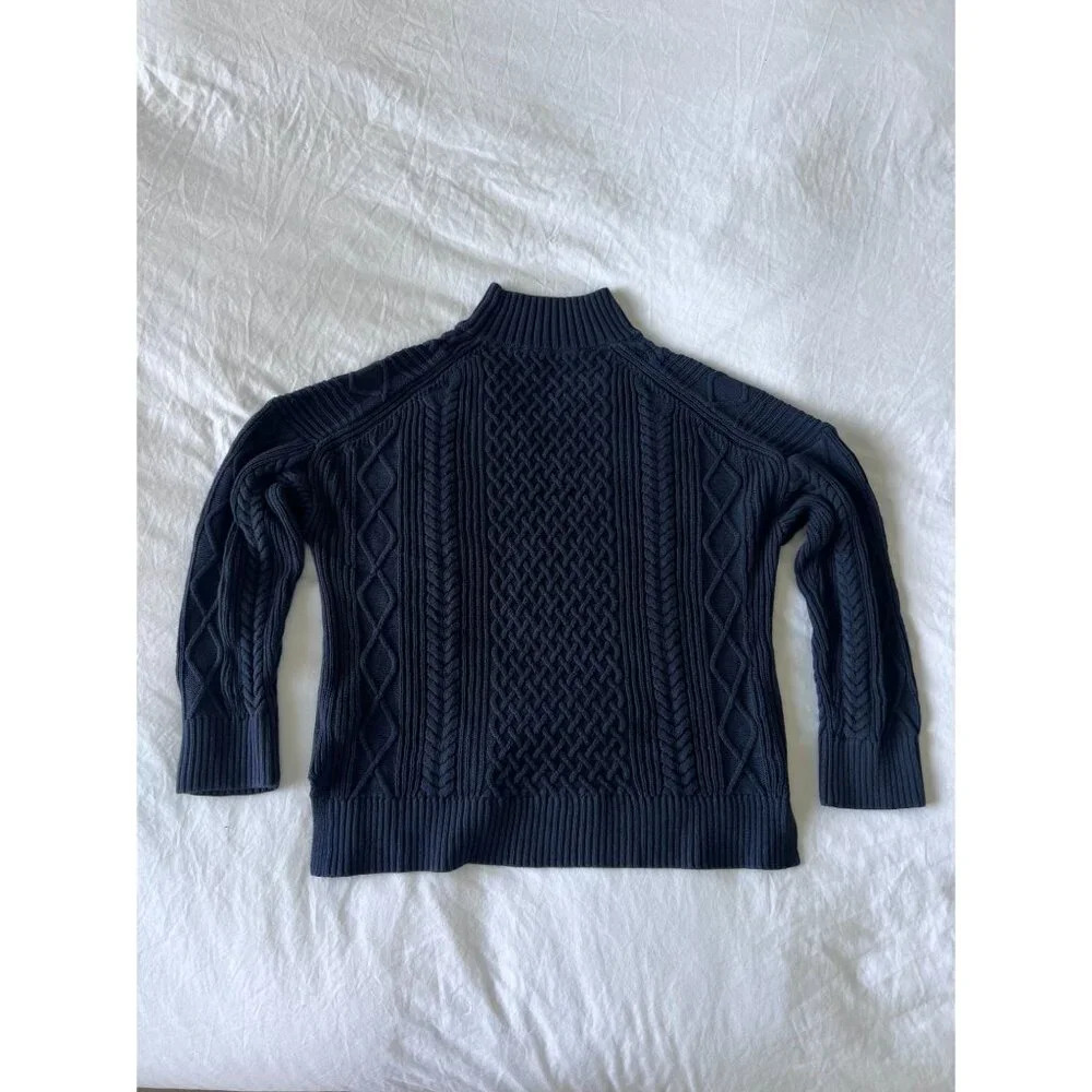 J.Crew Navy Blue Turtleneck Sweater 100% Cotton Size Large